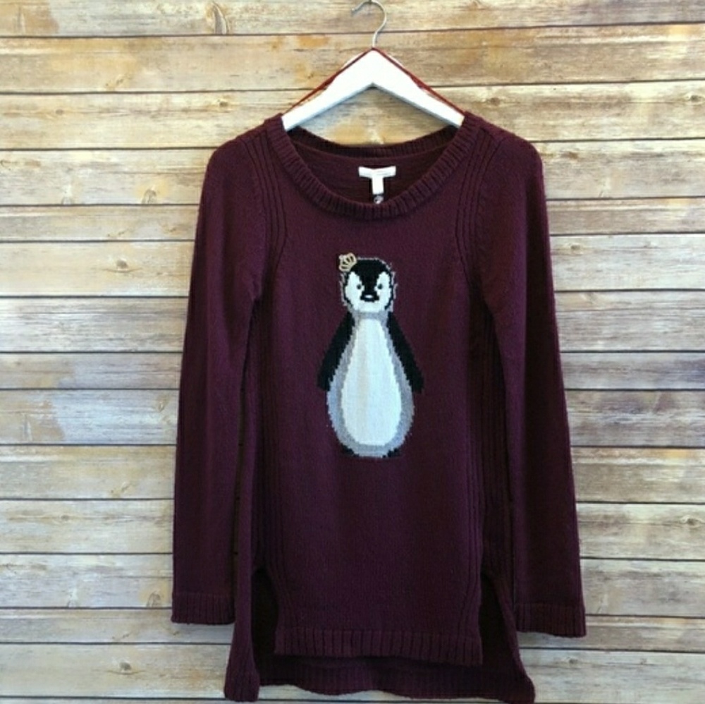 Maroon penguin sweater